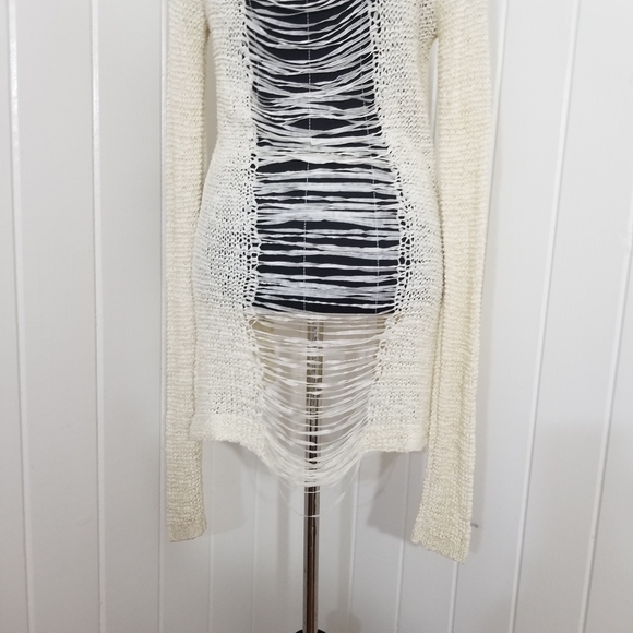 Daytrip Women's Size Small Ivory Open Weave Ladder Back Cardigan Mid Length - Picture 8 of 15